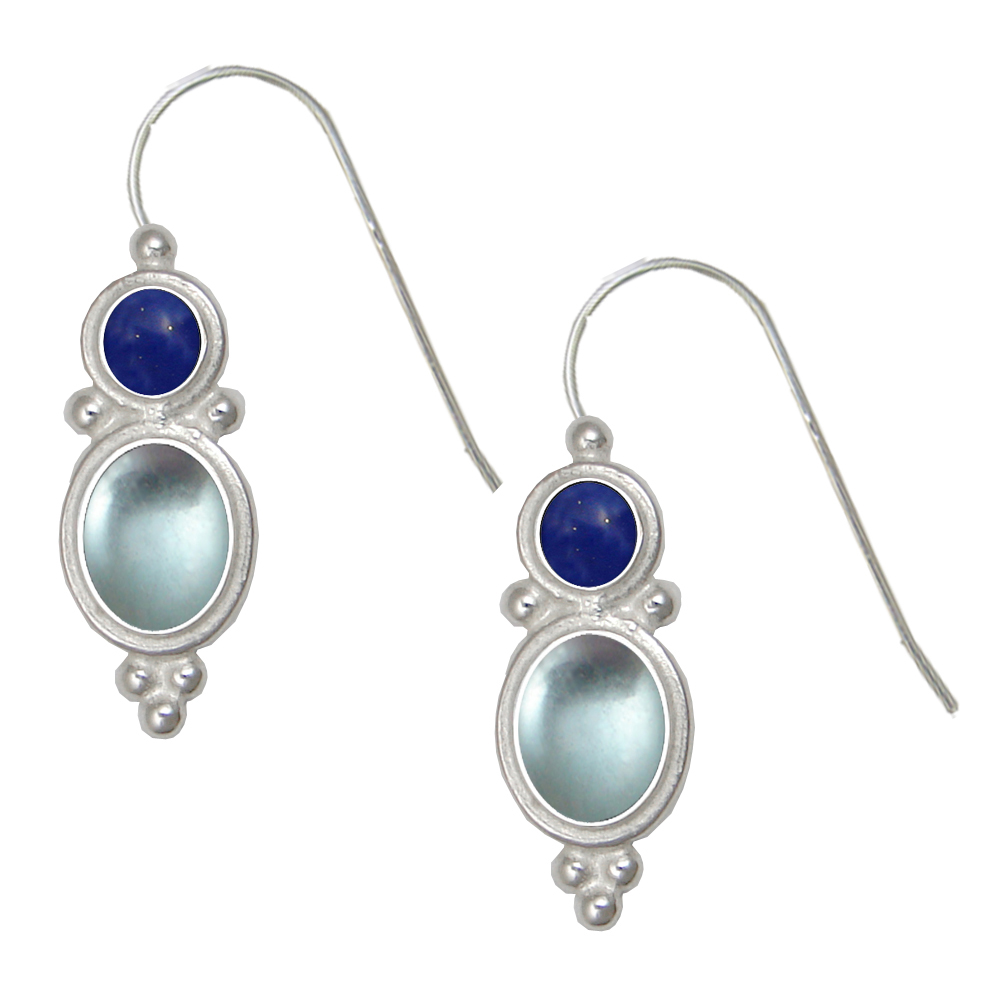 Sterling Silver Drop Dangle Earrings Blue Topaz And Lapis Lazuli